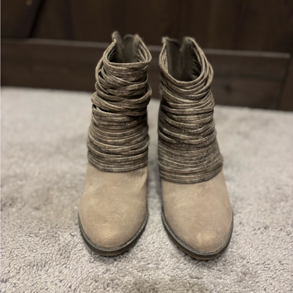 Fergalicious Taupe Ankle Booties